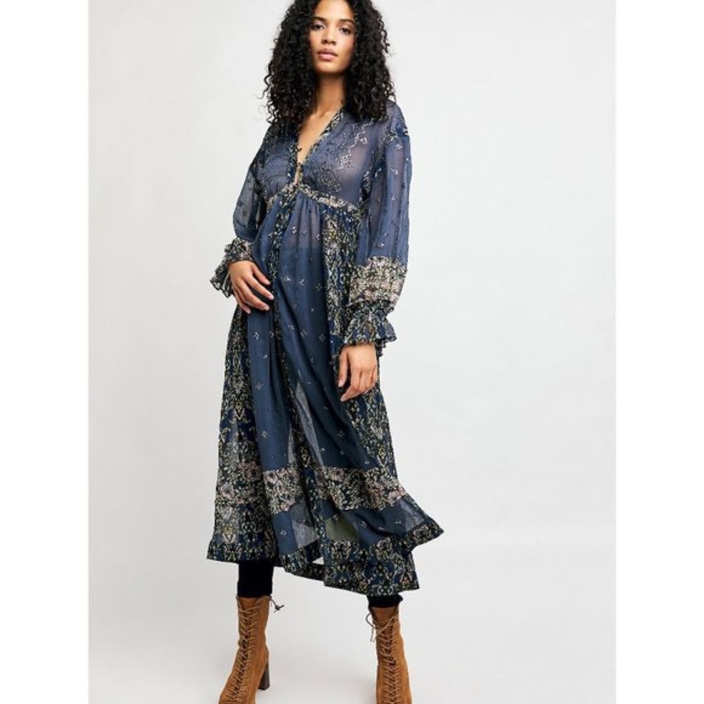 NWT Free People Samira Maxi Top / Midnight Combo